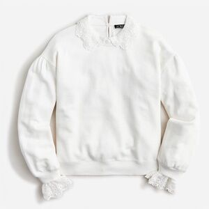 J. Crew French terry sweatshirt with lace collar & wrist- ivory- XS